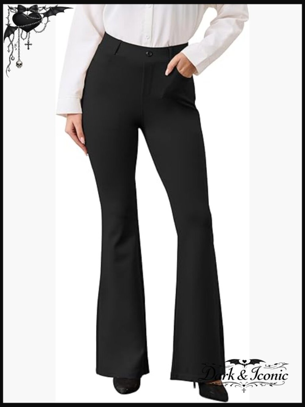 High Rise Flare Yoga Dress Pants Bootcut Pull On Work Pants with Pockets